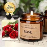 Vela artesanal con aroma a rosa, vertida a mano - Duración de 12 a 18 horas - Perfecta para el hogar, bodas o celebraciones de temporada