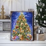 Árbol de ositos de peluche de madera, obra de D. Gelsinger - Decoración navideña de Papá Noel y muñeco de nieve - 95605B-1101