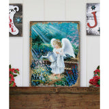 Arte mural de madera "El regalo de un ángel" de D. Gelsinger - Decoración navideña para la Natividad - 95661B-9708
