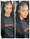 36" Cornrow & Knotless Box Braids Wig | Tribal Braids | Full Lace Front | Faux Locs Accents