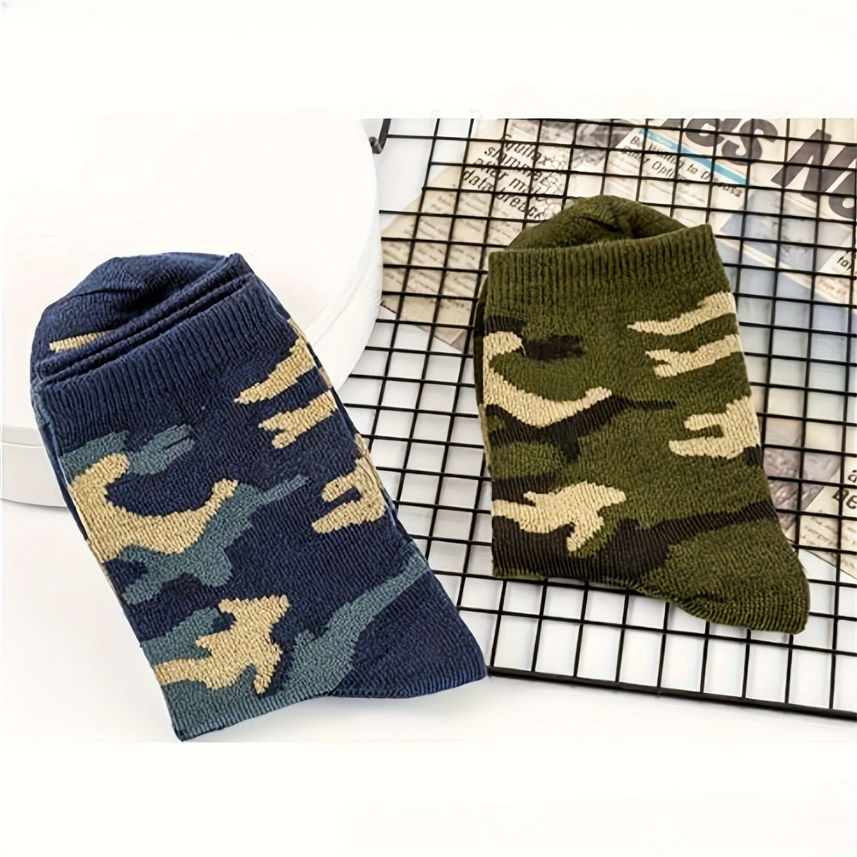 Lot de 3 paires de chaussettes de sport camouflage pour homme - Résistantes, extensibles et côtelées pour toutes les saisons