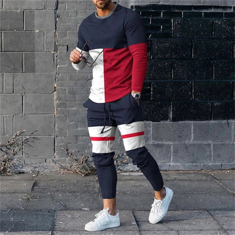 Men's 3D Digital Printing Loose Casual Long Sleeves Trousers Suit - Lootquake