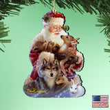 Adornos de madera de Santa Claus Little Friends de Gelsinger - Decoración navideña de muñeco de nieve de Santa Claus - 8161012-9914