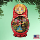 Adornos de madera Matreshka de flores escarlatas de G. DeBrekht - Decoración navideña de Papá Noel y muñeco de nieve - 8115103