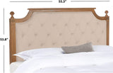 Tufted Linen Headboard in Beige and Rustic Oak