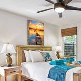 Arte de pared costero de madera con diseño de barco al atardecer de Sorrell, de Nature Wonders - Decoración costera de vida marina - 95228B