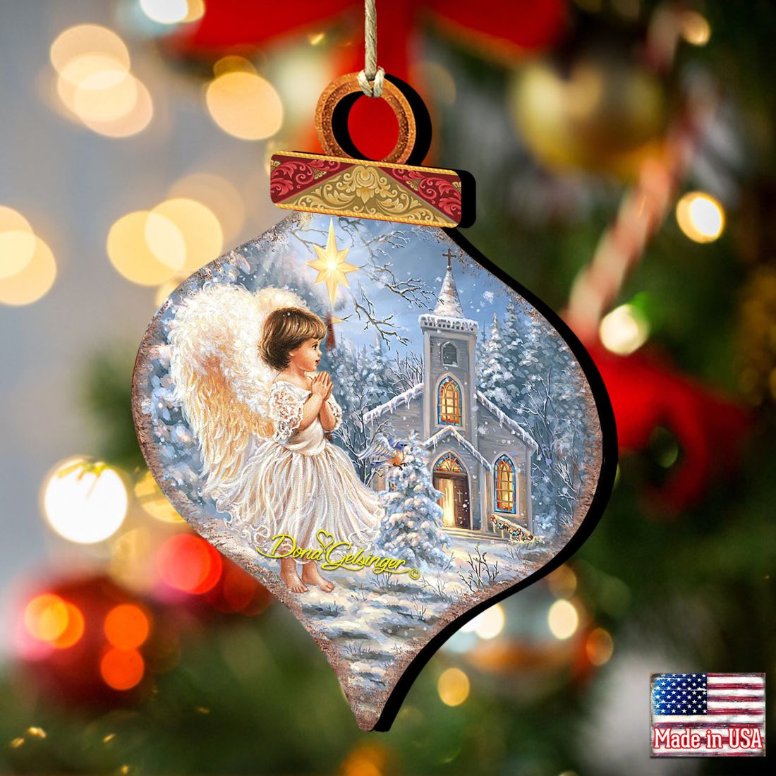 Adornos de madera de Ángel en la Capilla de Gelsinger - Decoración navideña para la Natividad - 8031121-1606