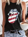 Ladies' Solid Color Lip Print Fashionable Off Shoulder Versatile Vest - Lootquake