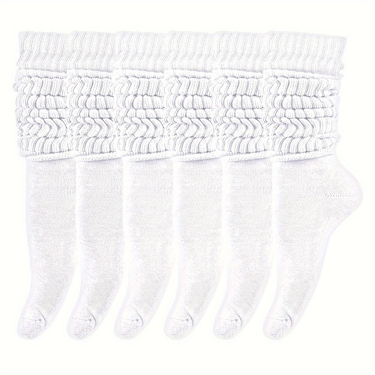 6 Pairs Solid Knitted Socks, Simple & Comfy Slouchy Socks, Women's Stockings & Hosiery