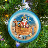 Christmas Arrival Glass Ornament by G. DeBrekht - Christmas Santa Snowman Decor - 744-032B