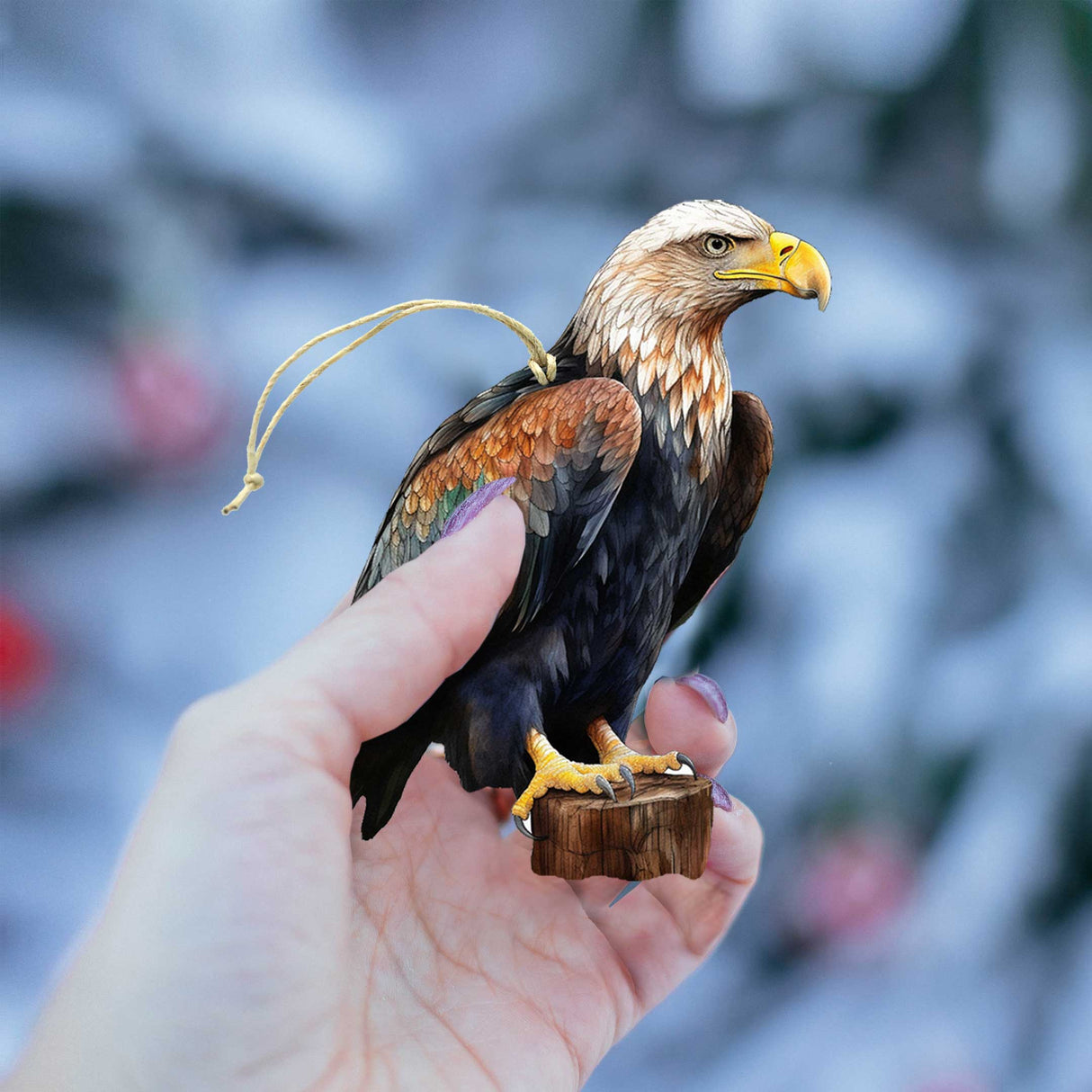 Juego de 3 adornos de madera de águilas de Alaska de G. Debrekht - Decoración navideña con temática de vida silvestre - 8091321S4