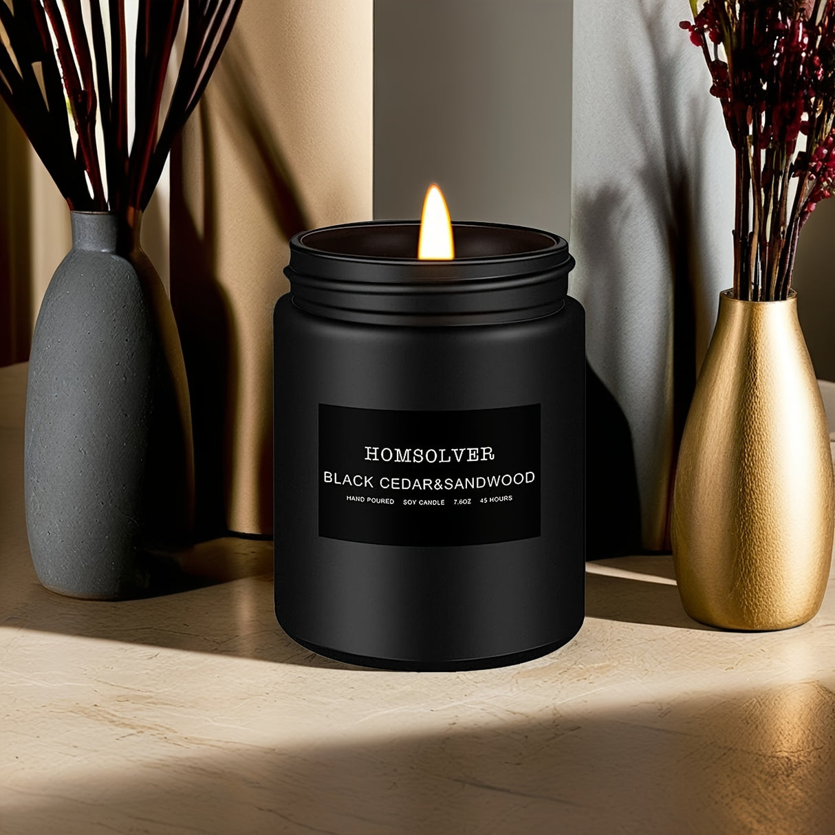 Vela perfumada de cedro negro y sándalo para hombre, vela perfumada para el hogar, vela de soja perfumada, 50 horas de duración, regalo ideal para hombres.