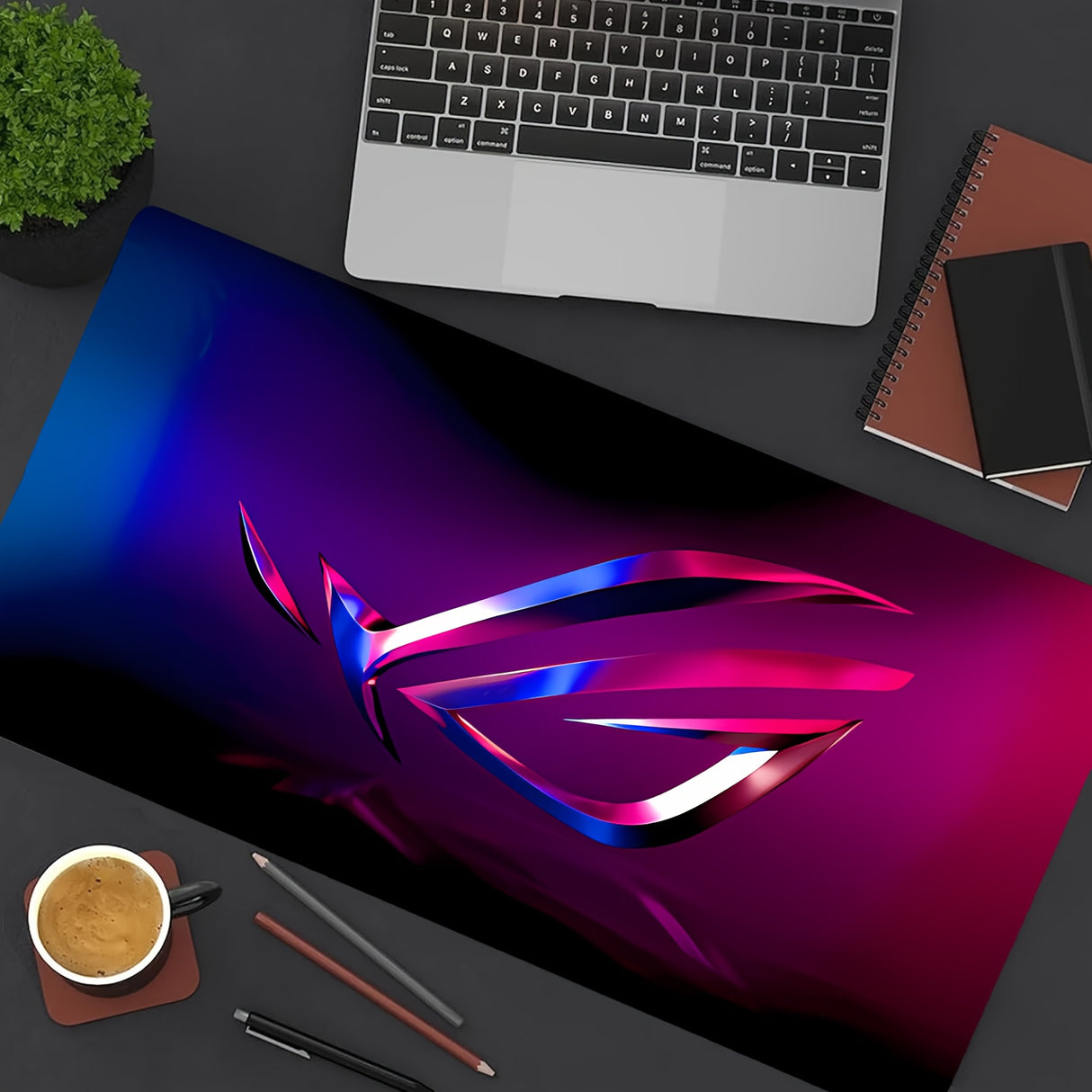 ASUS ROG Large Gaming Mouse Pad - Non-Slip, Waterproof Rubber Base, Stitched Edges, Oblong Shape, Durable Deskpad Mat for Gaming