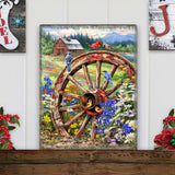 The Wagon Wheel Wooden Wall Art by D. Gelsinger - Family Love Decor - 95682B-DG