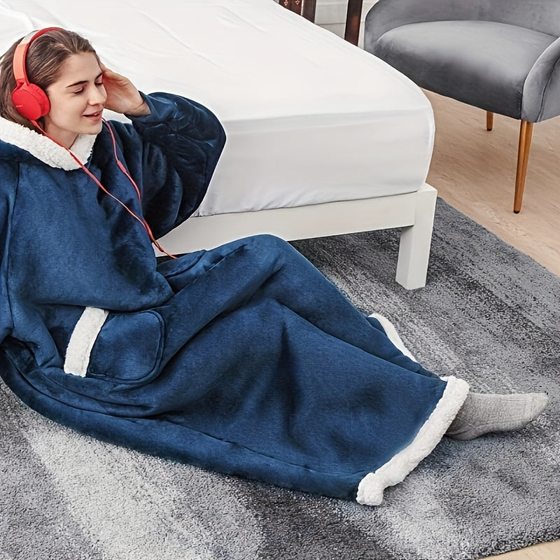 1pc Super Soft Hoodie Wearable Blanket for Adults with Big Pocket - Perfect for Christmas Parties and Cozy Nights In
