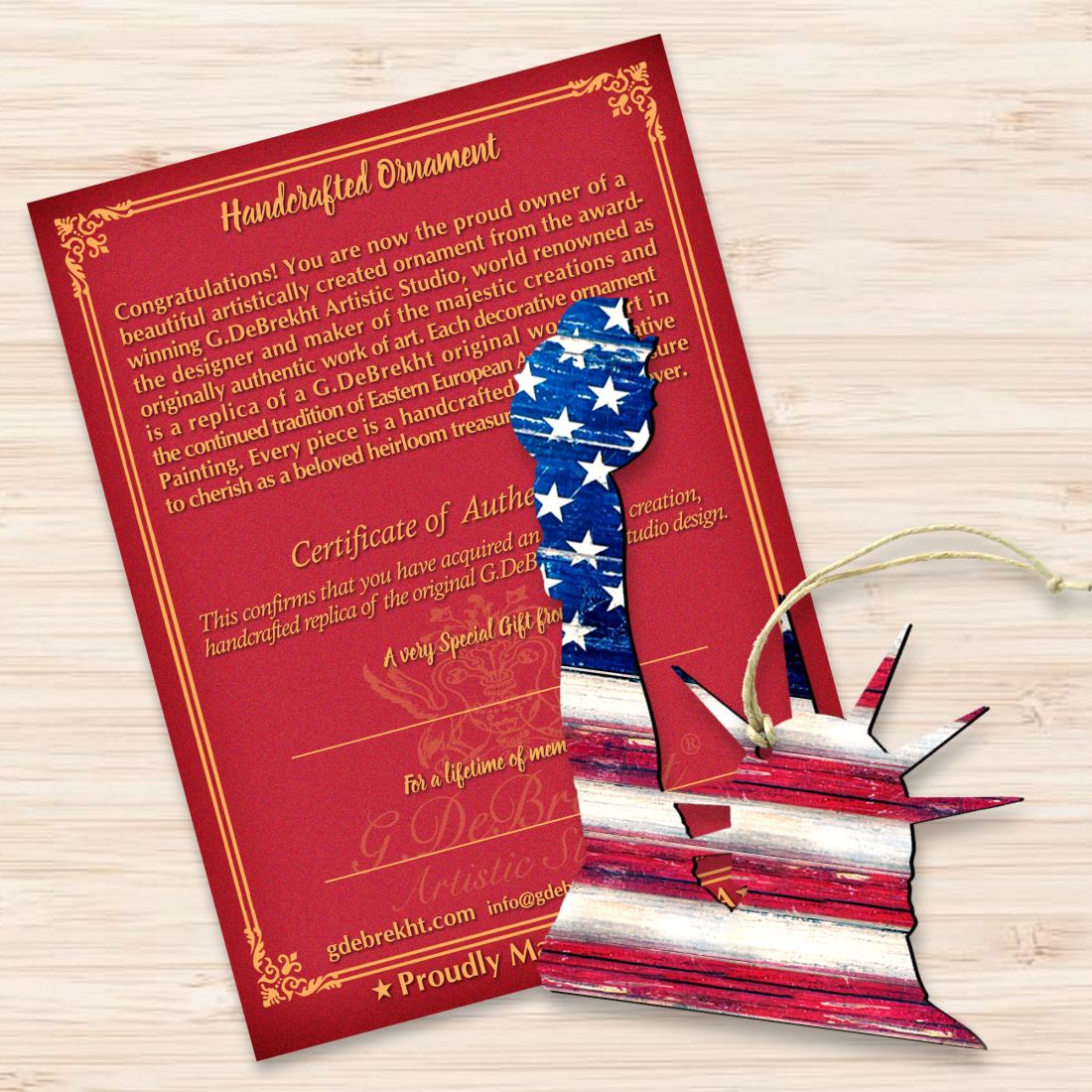 Adornos rústicos de madera de la Estatua de la Libertad - Decoración patriótica estadounidense - 8198918