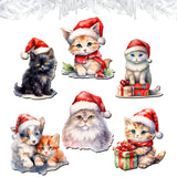 Christmas Cats Decorative Wooden Clip-on Ornaments of 6 by G. Debrekht - Christmas Decor - 8090016C-S6