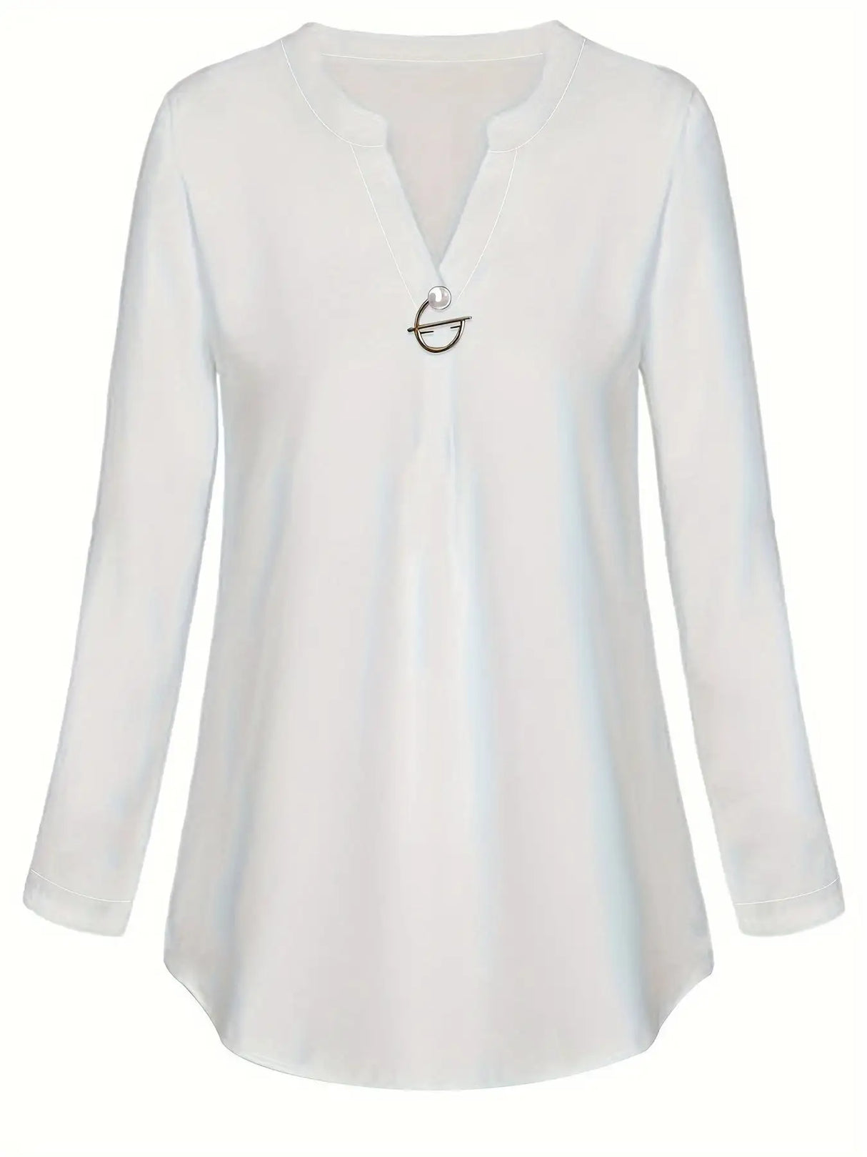 Women's Long Sleeved Simple And Versatile Casual Pearl Button Shirt - Lootquake