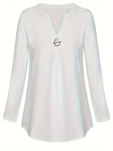 Women's Long Sleeved Simple And Versatile Casual Pearl Button Shirt - Lootquake
