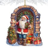 Adornos navideños de madera con la visita sorpresa de Papá Noel, de G. Debrekht - Decoración navideña con muñeco de nieve de Papá Noel - 8611045