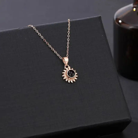 Female Sunflower Photo Projection 925 Pure Silver Necklace - Lootquake