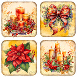 Merry Christmas Wooden Cork Coasters Gift Set of 4 by G. Debrekht - Santa Christmas Decor  - 8199449C-S4