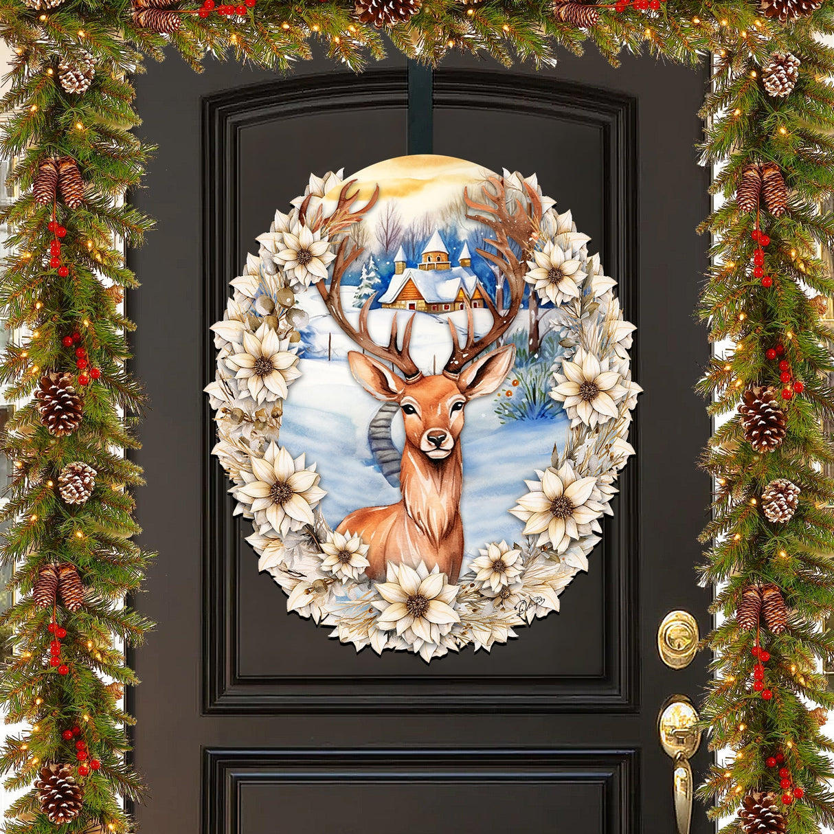 Majestic Forest Deer Holiday Door Decor by G. Debrekht - Christmas Decor - 8611065H