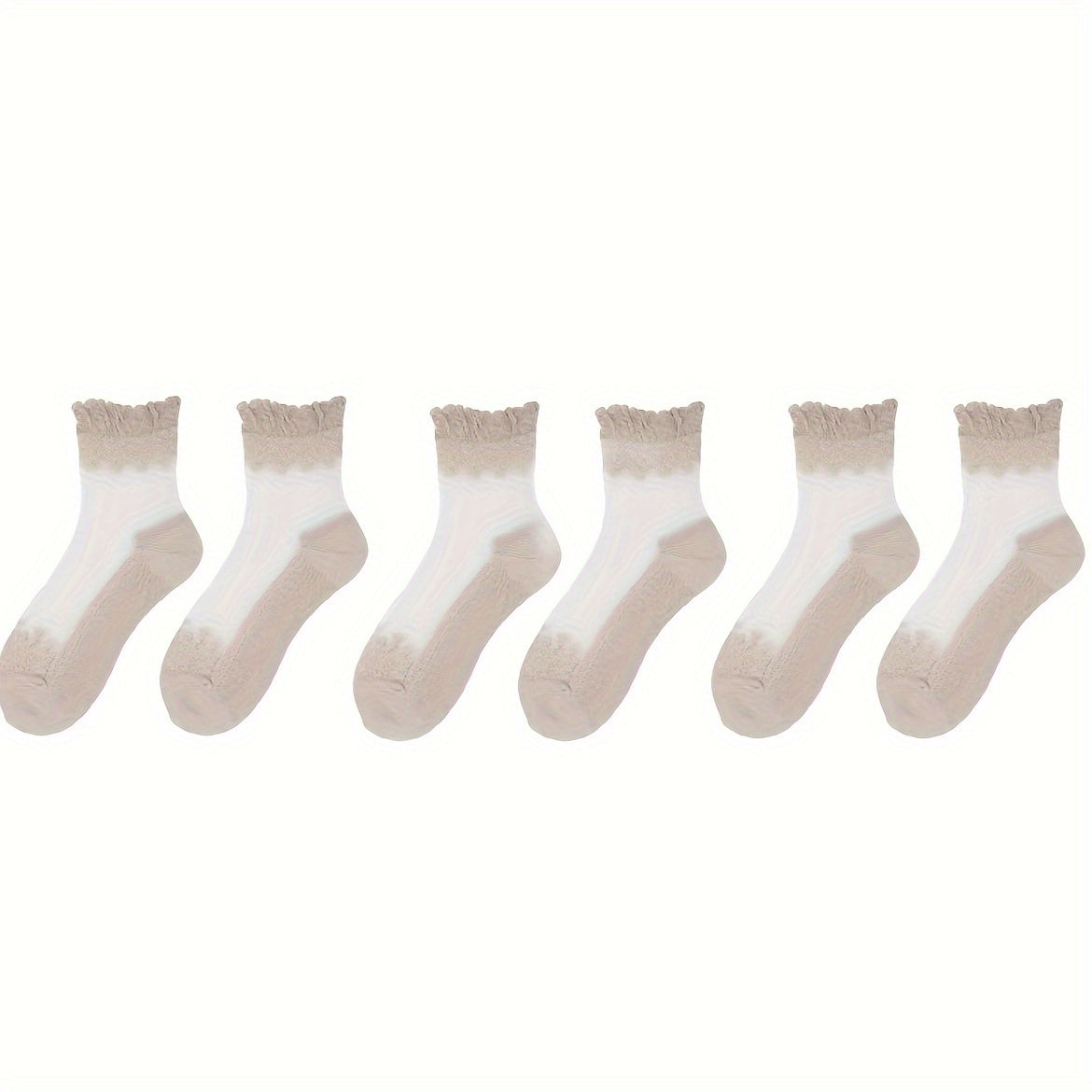 6 pares de calcetines deportivos suaves y transpirables con encaje de retazos: calcetines de mujer hasta la pantorrilla con medias y calcetines cómodos para uso diario.