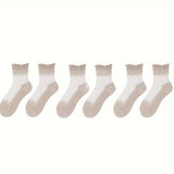 6 pares de calcetines deportivos suaves y transpirables con encaje de retazos: calcetines de mujer hasta la pantorrilla con medias y calcetines cómodos para uso diario.