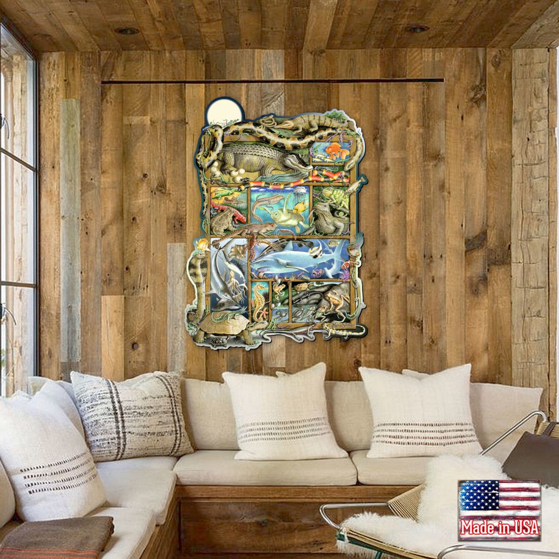 Arte mural caprichoso de reptiles, peces y anfibios de Laura Seeley - Decoración infantil Love Family - 8513011-LS