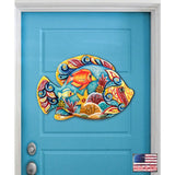 Decoración para puerta de casa de playa con peces tropicales de G. DeBrekht - Decoración costera navideña - 8126121H