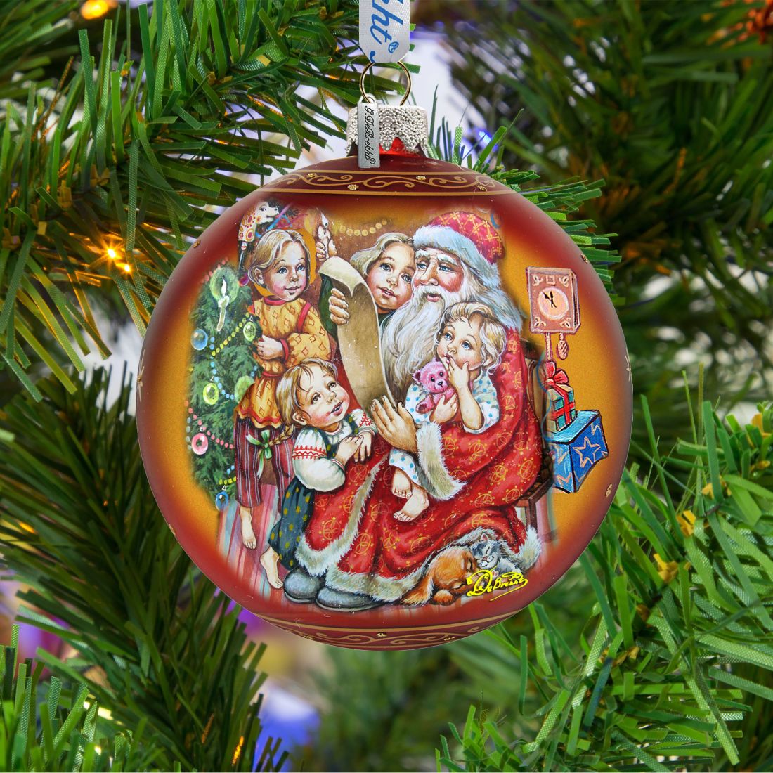 Santa's Christmas List Glass Ornament Holiday by Debrekht 73370-73364