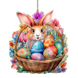 Bunny in a Basket Wooden Ornaments by G. DeBrekht Easter Spring Decor - 8652764