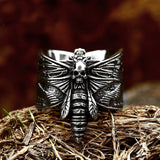 Death Head Moth Stainless Steel Skull Ring