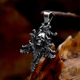 Death Vine Stainless Steel Skull Pendant