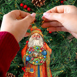 Adornos de madera de la Corona de la Alegría de Papá Noel de G. Debrekht - Decoración navideña de Papá Noel y muñeco de nieve - 8691402