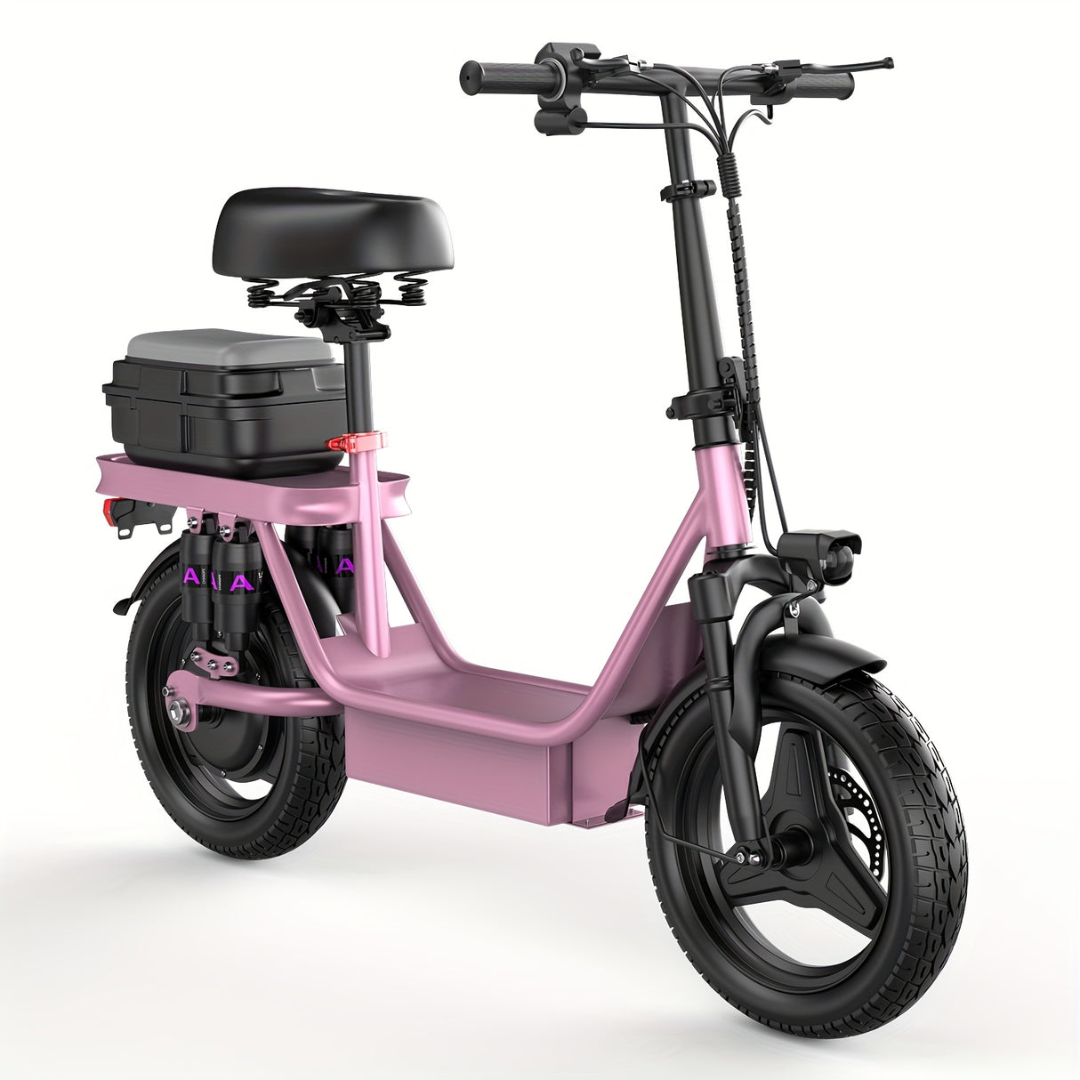 Trottinette électrique pour adultes, avec siège, moteur 740 W, autonomie jusqu'à 32 km/h, batterie 48 V 56,4 V 15 Ah, pneu 14 pouces, avec boîte arrière.
