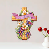 He is Risen Wooden Cross by G. Debrekht - Easter Spring Decor - 88162