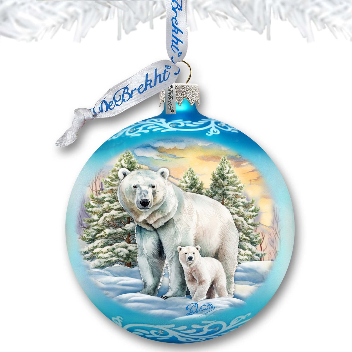 Adorno de cristal con forma de oso polar y cachorro de G. Debrekht - Decoración navideña con animales salvajes - 73386