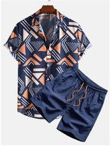 Men's Casual Suit 3D Digital Printing Short Sleeve Shirt Hawaii Suit - Lootquake
