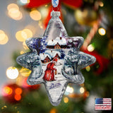 Snowman Play North Star Glass Ornament by G. DeBrekht - Christmas Santa Snowman Decor - 755-099