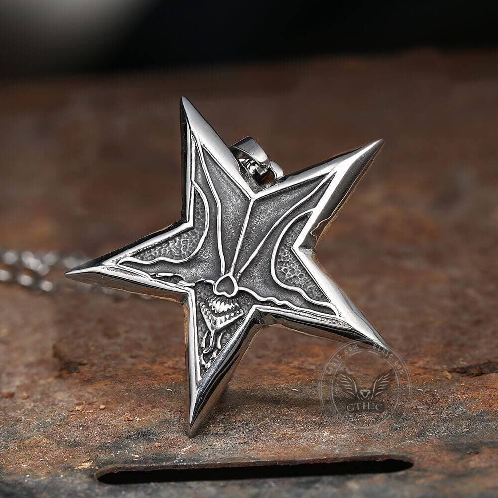 Devil Satan Smile Stainless Steel Pentagram Necklace
