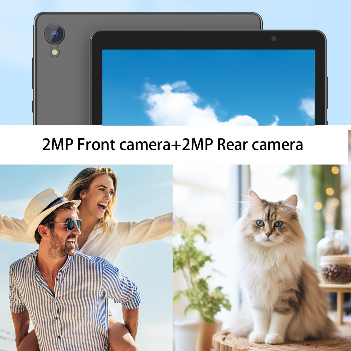 Tablette Android 12 10 pouces : processeur quad-core, 32 Go de stockage ROM (extensible jusqu'à 1 To), 2 Go de RAM, écran IPS HD 1280 x 800, appareil photo 2 MP + 2 MP, batterie 6 000 mAh, double caméra HD, Wi-Fi 6