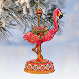 Carousel Flamingo Christmas Wooden Ornaments by G. DeBrekht - Carousel Holiday Decor - 8114035
