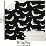 Manta con estampado de murciélago blanco y negro, cálida, acogedora y suave para sofá cama.