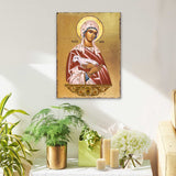 Icono religioso cristiano sagrado de Santa Agnia, de madera bañada en oro - Decoración inspiradora - 85025