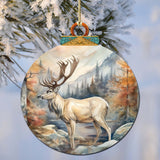 Elk in Alaskan Heights Wooden Ornaments by G.Debrekht - Wildlife Holiday Decor - 870056