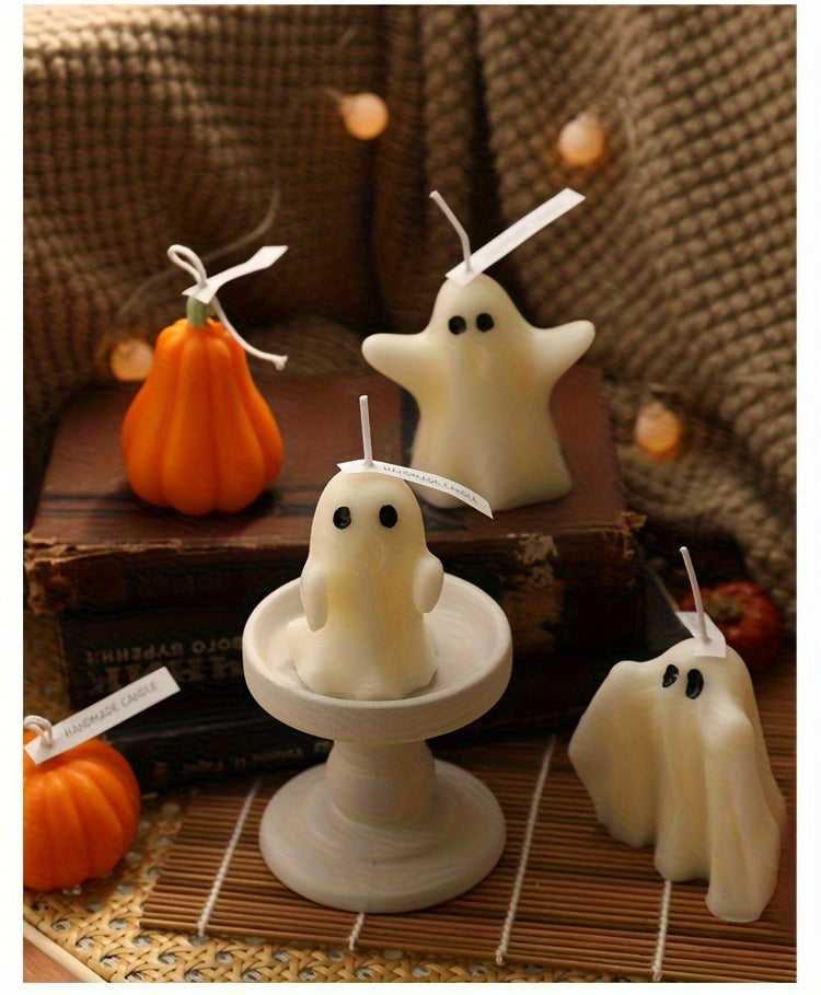 Coffret de 6 bougies parfumées fantômes effrayants pour Halloween, aromathérapie sans fumée avec mèche en coton, paillettes, idéal pour la décoration et les cadeaux de Noël.