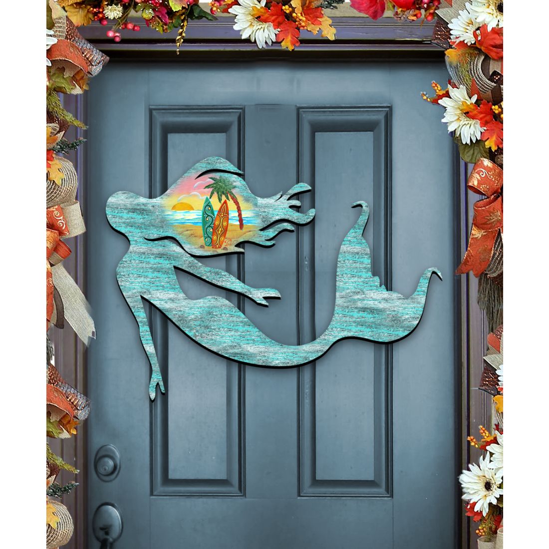 Mermaid Coastal Door Decor by G. DeBrekht - Coastal Holiday Decor - 8198514H