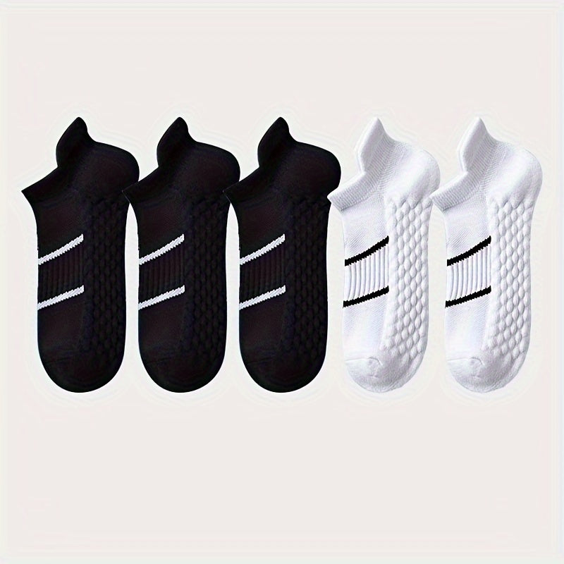 5 pares de calcetines deportivos profesionales para hombre, de verano, de malla fina, transpirables, absorbentes del sudor, antiolor, con protección para el talón y las orejas.